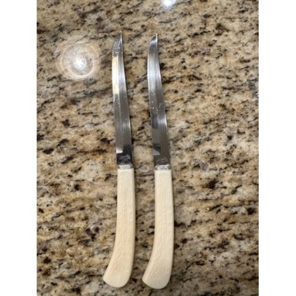 Imperial Stainless USA Steak Knives Set of 2 Faux‎ Bone Handles